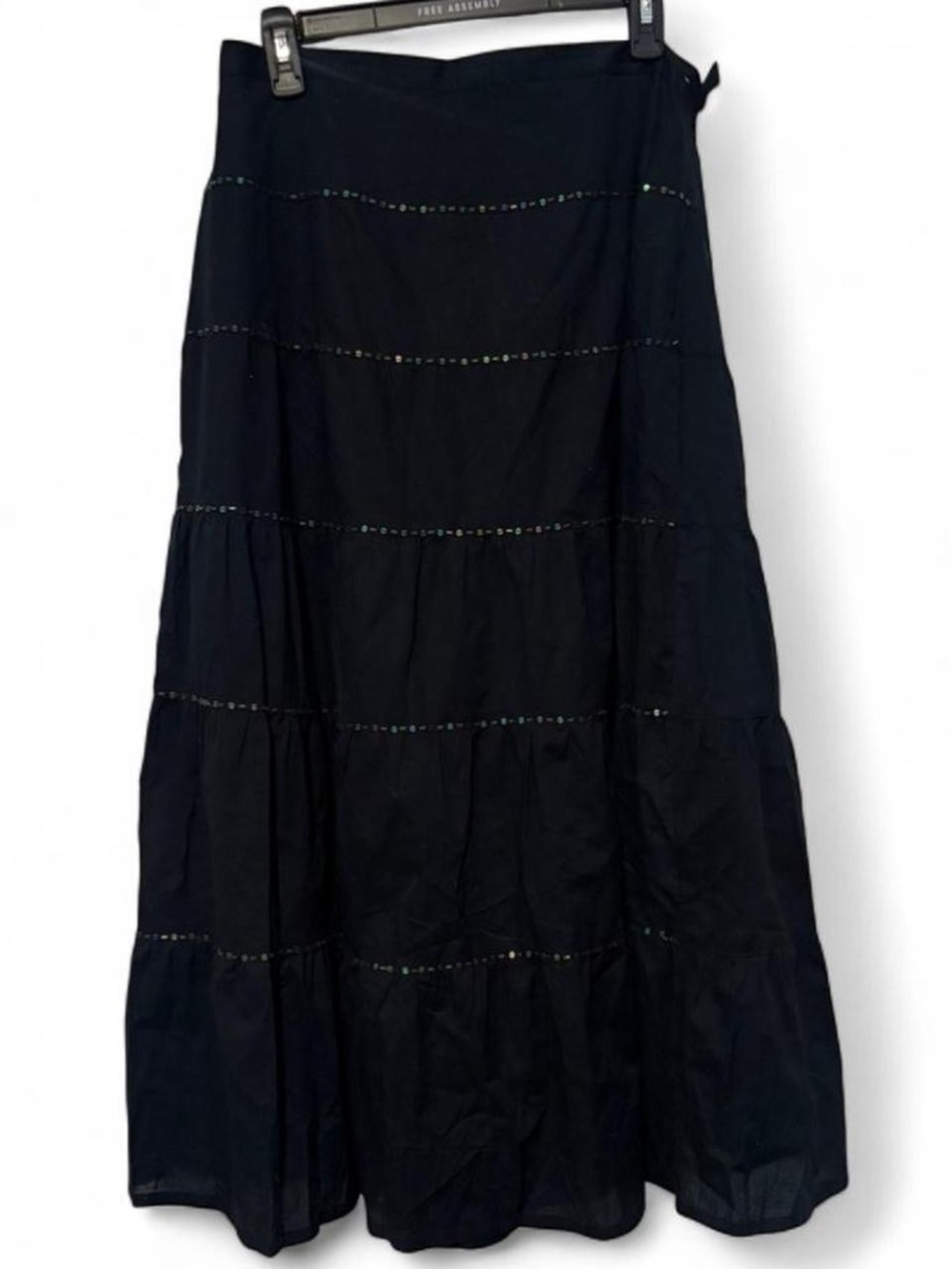 Vintage Y2K long black skirt with sequins and beads med